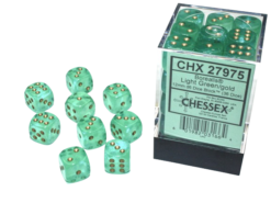 Chessex D6 Set Of 36: Luminary Light Green And Gold (12mm)