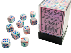 Chessex D6 Set Of 36: Festive Pop Art/Blue (12mm)