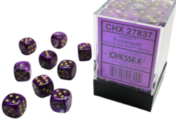 Chessex D6 Set Of 36: Vortex Purple With Gold (12mm)