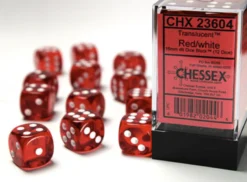 Chessex D6 Set Of 12: Translucent Red (16mm)
