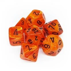 Chessex Poly Dice Set - Vortex Orange/black