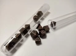 Tiny Metal Dice Tube - Poly 7 - 5mm - Bronze