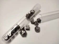 Tiny Metal Dice Tube - Poly 7 - 5mm - Silver