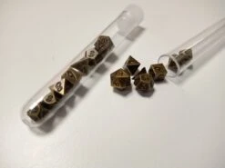 Tiny Metal Dice Tube - Poly 7 - 5mm - Golden