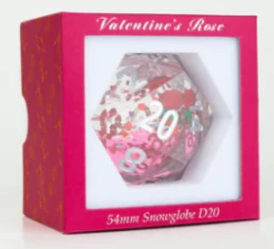 Valentine Red Floating Rose 54mm Snowglobe D20 - Sirius Dice