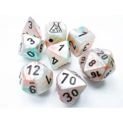 Dice Set - Poly 7 - Lustrous Seashell/Black