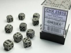 Chessex D6 Set Of 36: Opaque Grey With Black (12mm)