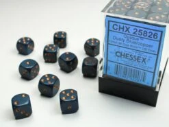 Chessex D6 Set Of 36: Opaque Dusty Blue With Gold (12mm)