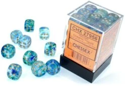 Chessex D6 Set Of 36: Nebula Luminary Oceanic Gold (12mm)
