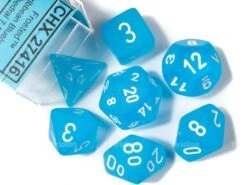 Chessex Poly Set - Frosted Caribbean Blue/White