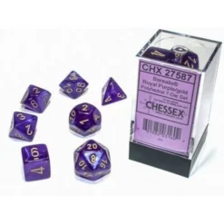Chessex Poly Dice Set - MINI Borealis Luminary Royal Purple & Gold
