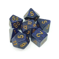 Chessex Poly Dice Set: Golden Cobalt