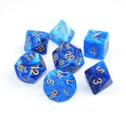 Chessex Poly 7 Dice Set: Vortex Blue/Gold